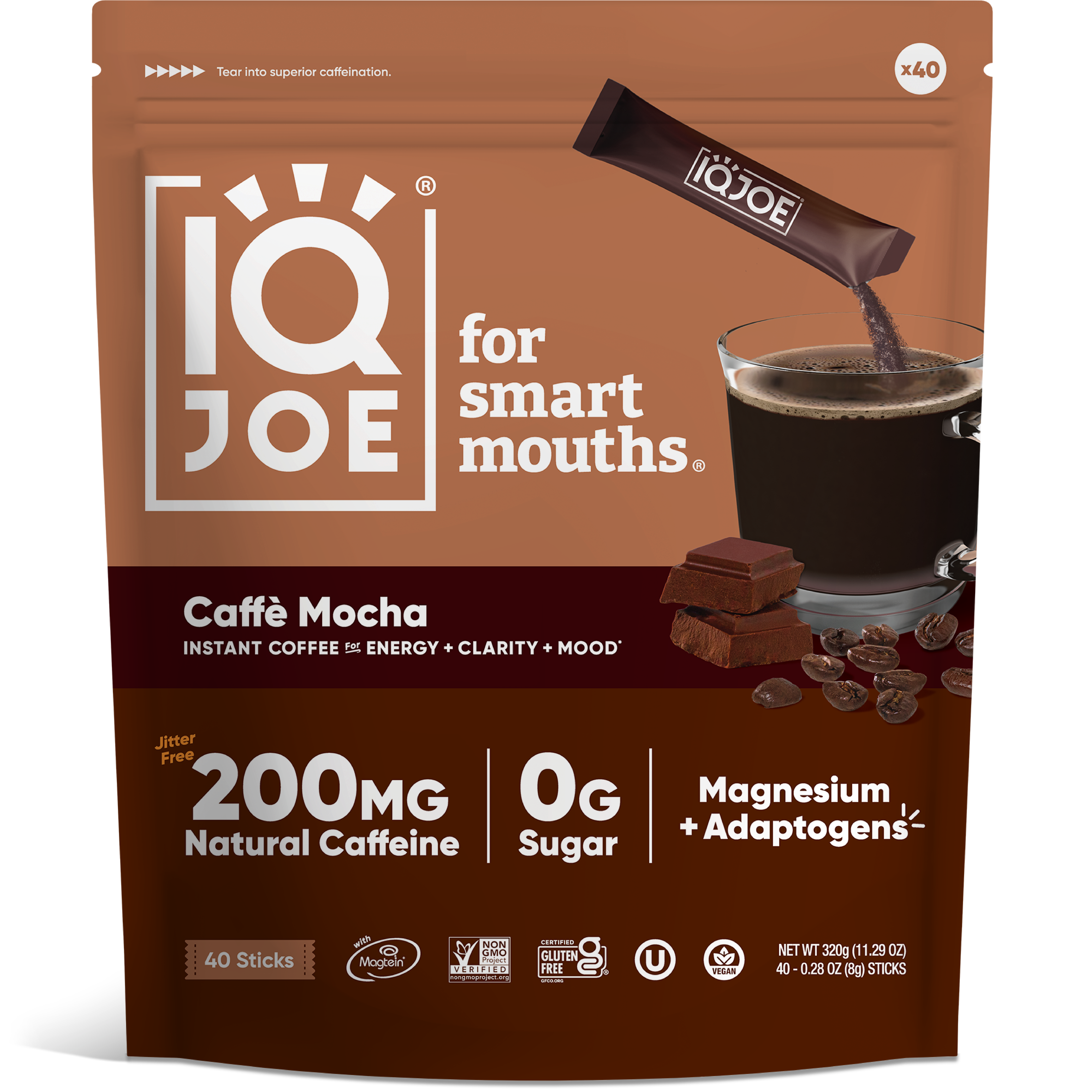 IQJOE Caffe Mocha Mushroom Coffee, Adaptogen Coffee