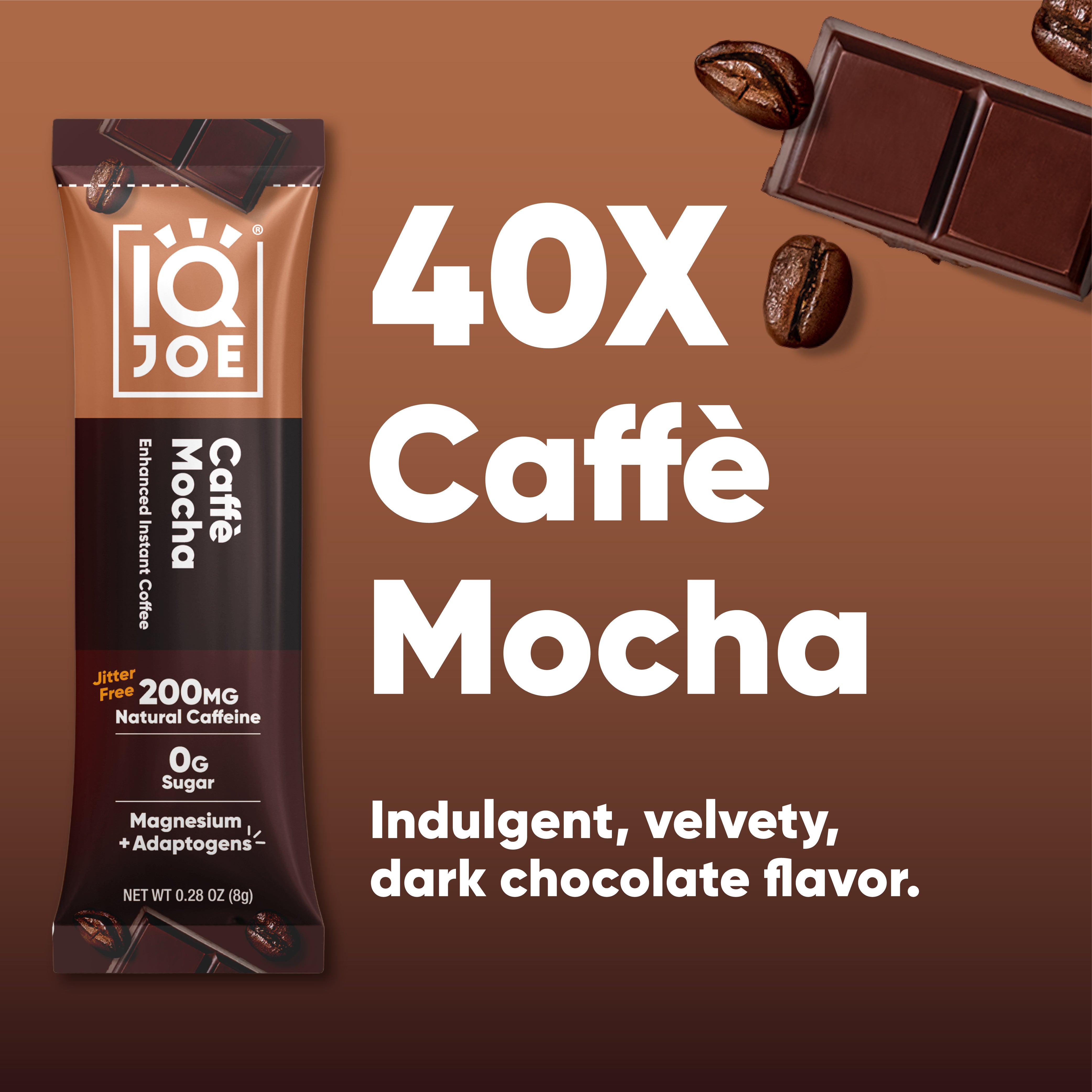 IQJOE Caffe Mocha Adaptogenic Mushroom Coffee, with Magtein.