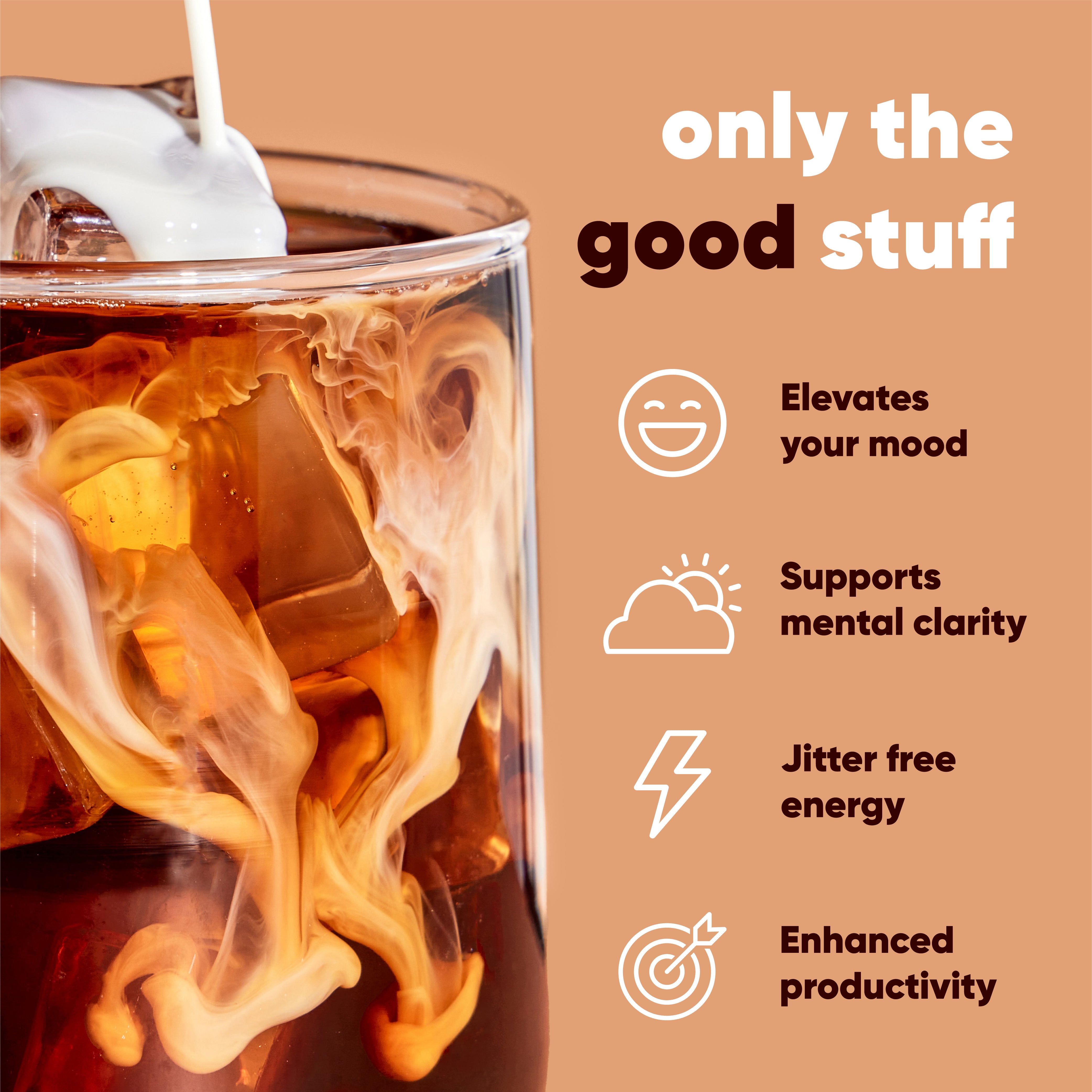 IQJOE Caffe Mocha Mushroom Coffee: Elevates your mood, supports mental clarity, jitter-free energy, enhanced productivity. The only jitter-free coffee.