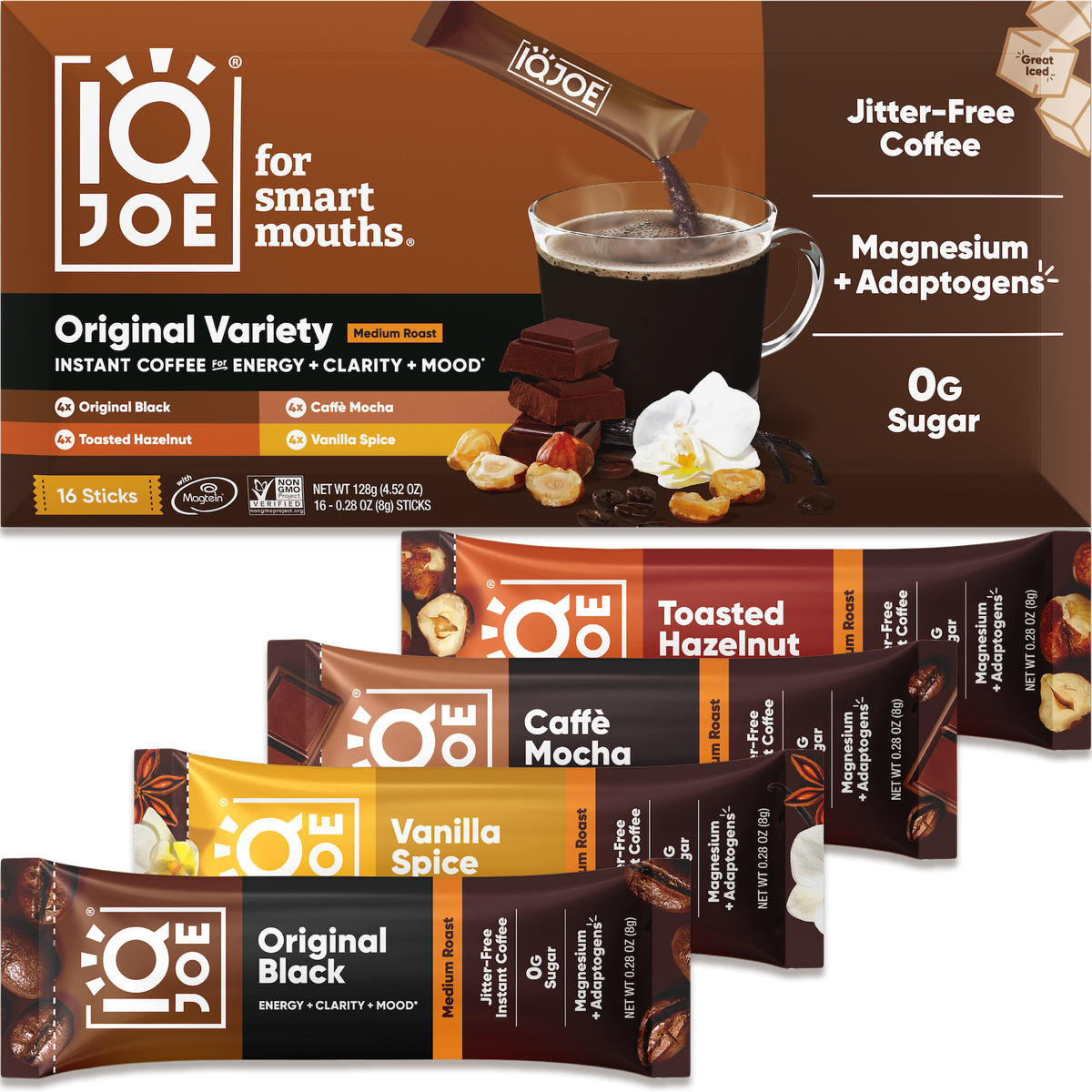 IQJOE Original Variety — 16 instant coffee stick packs