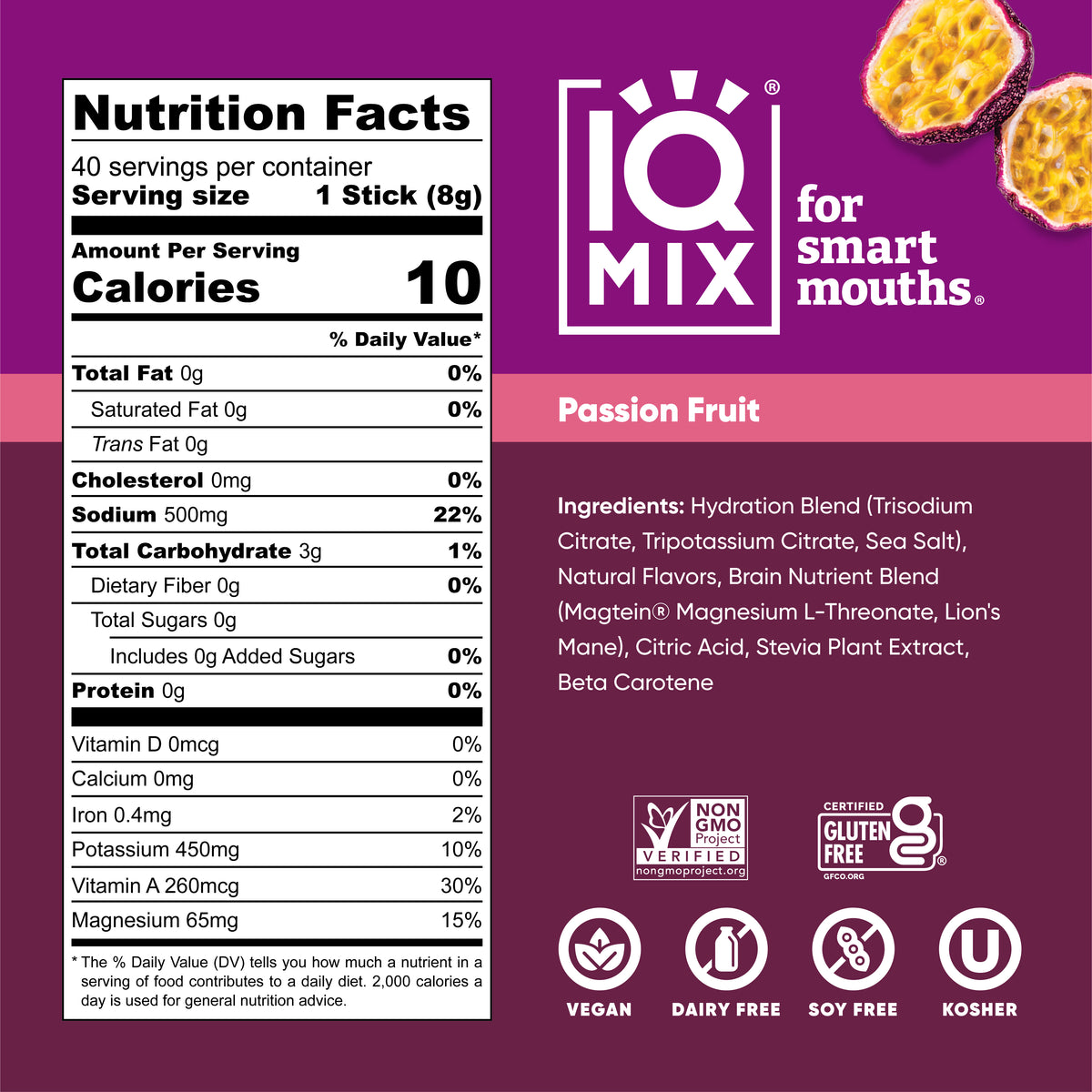 IQMIX Passion Fruit 40 sticks — ingredients and benefits