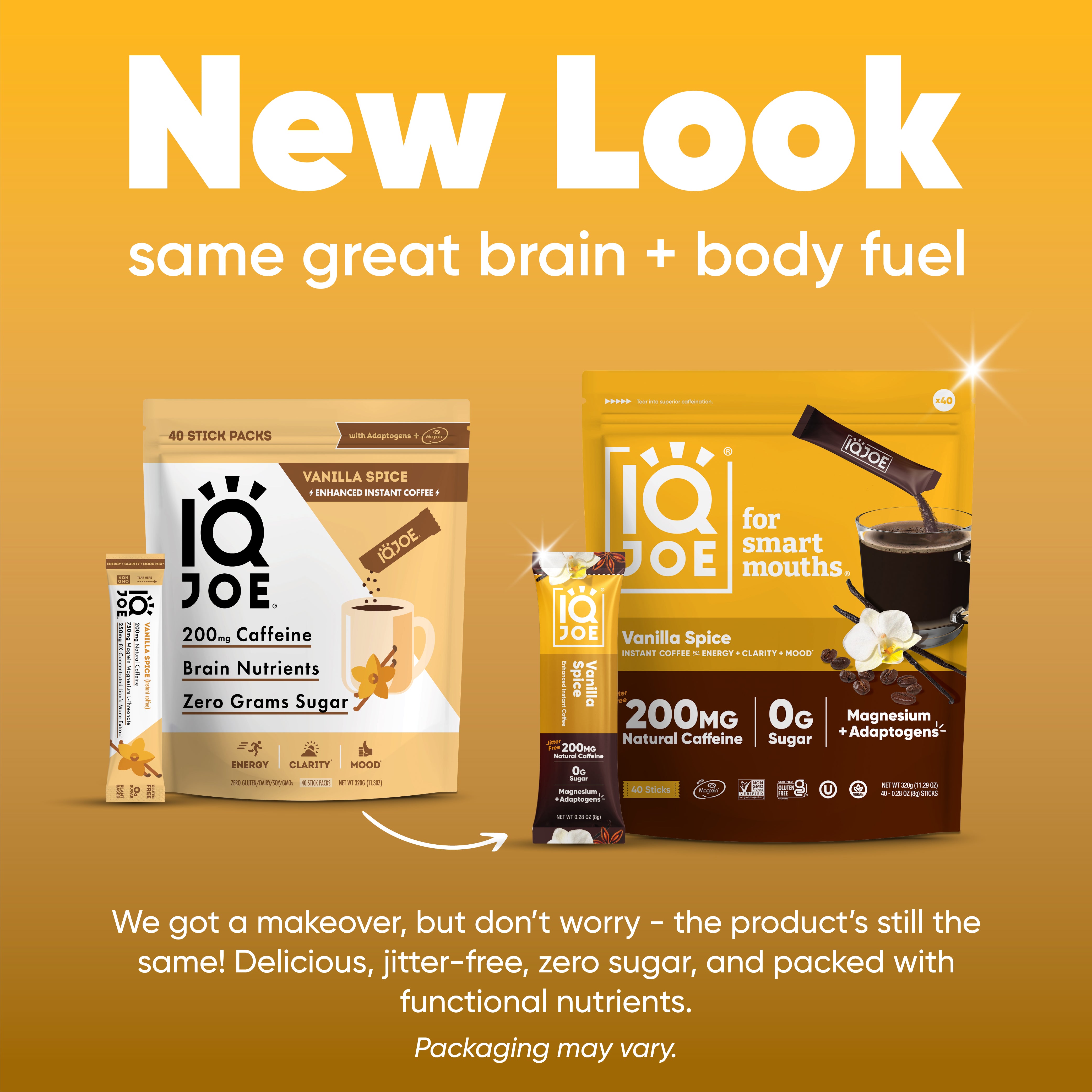 IQJOE Vanilla Spice Mushroom Coffee New 2024 Packaging.