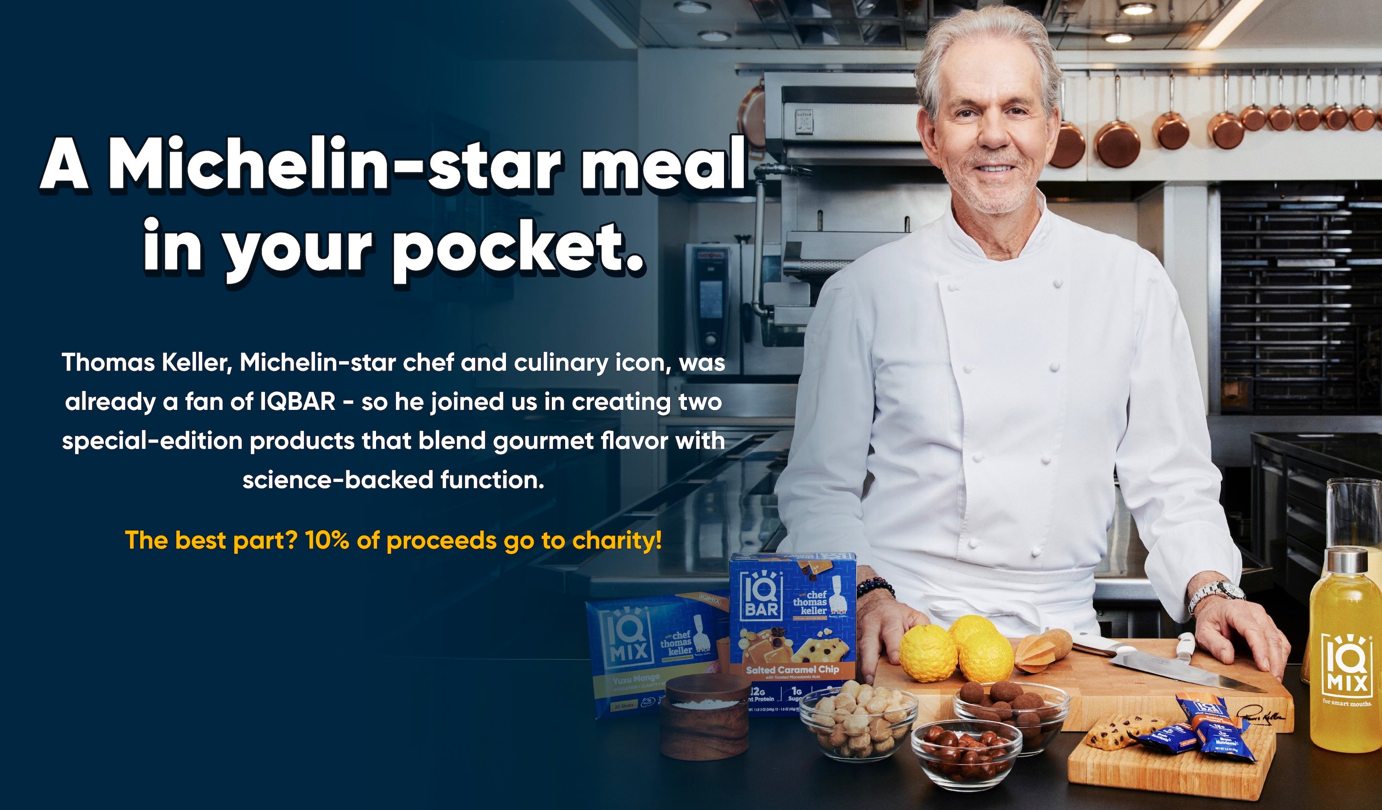 A Michelin-star meal in your pocket. Chef Thomas Keller poses with special edition flavors