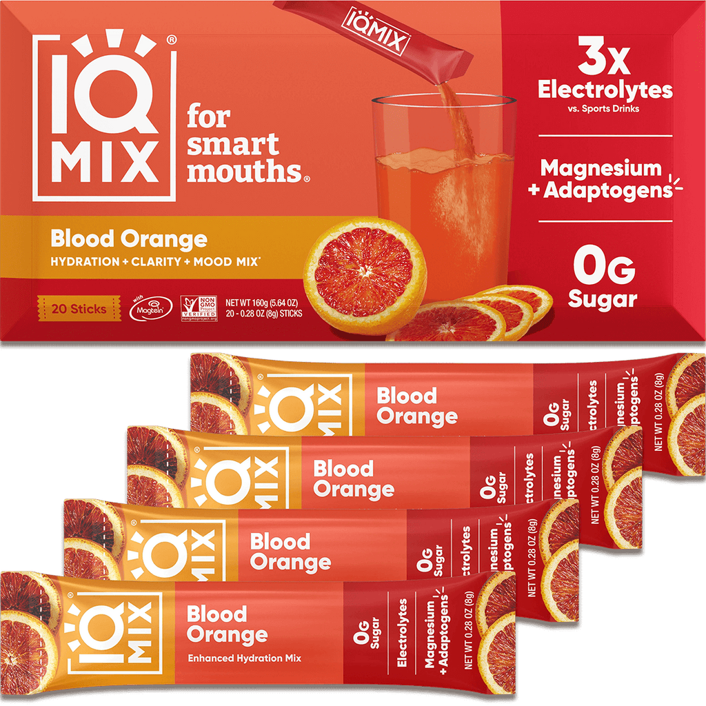 IQMIX Blood Orange Hydration Packets, Lion's Mane Powder, 20-Sticks