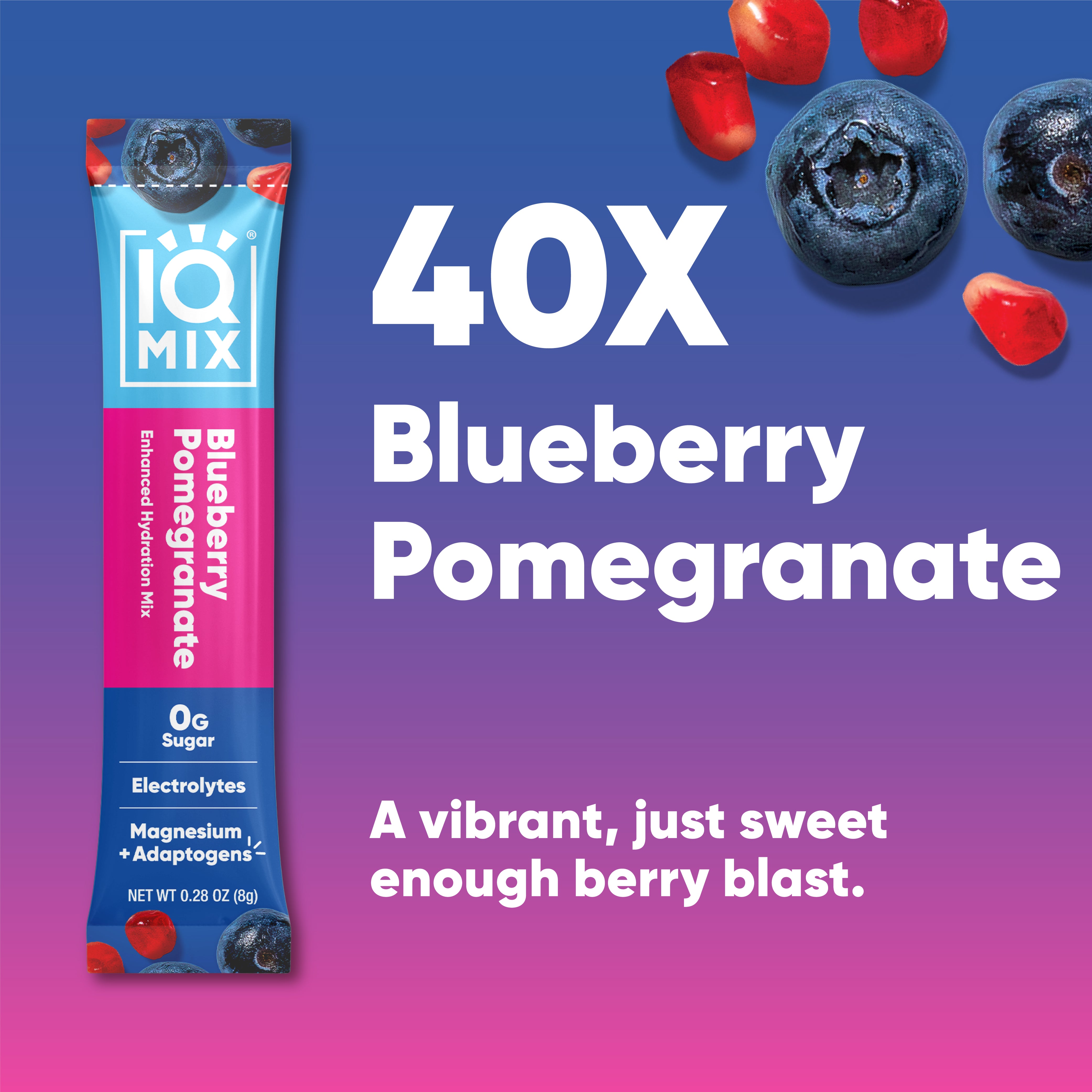 IQMIX Blueberry Pomegranate Electrolyte Powder + Magnesium, 40-Sticks