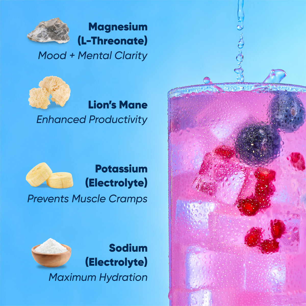 IQMIX Blueberry Pomegranate 20 sticks — powder in glass
