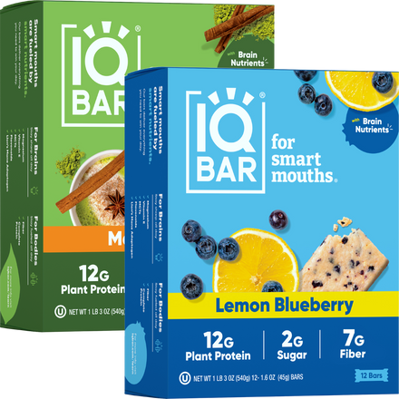 IQBAR Lemon Blueberry and Matcha Chai — 24 protein bars