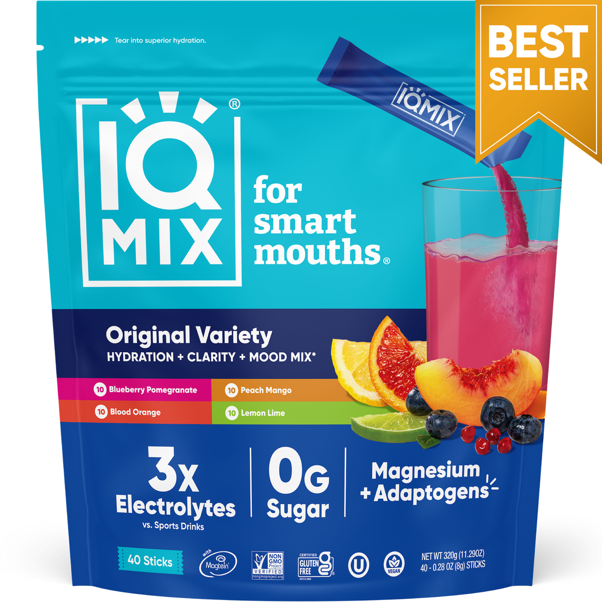 IQMIX Variety 40CT Keto Electrolytes Powder + Lion's Mane + Magnesium