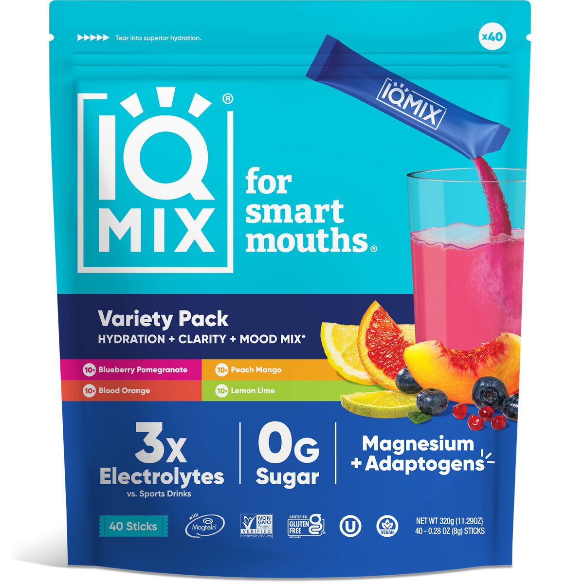 IQMIX Variety 40CT Keto Electrolytes Powder + Lion's Mane + Magnesium