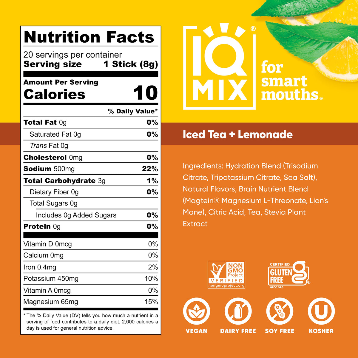 IQMIX Iced Tea and Lemonade 20 sticks — ingredients and benefits