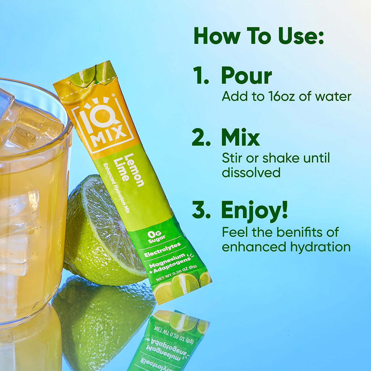IQMIX Lemon Lime Sugar Free Electrolyte Powder Packets, 40