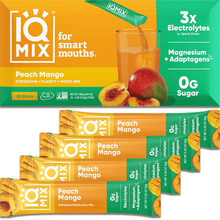IQMIX Peach Mango electrolyte powder — 20 sticks