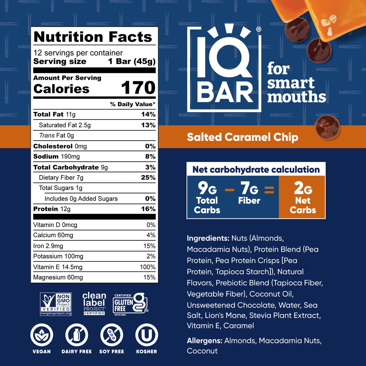 IQBAR Salted Caramel Chip protein bar — lifestyle