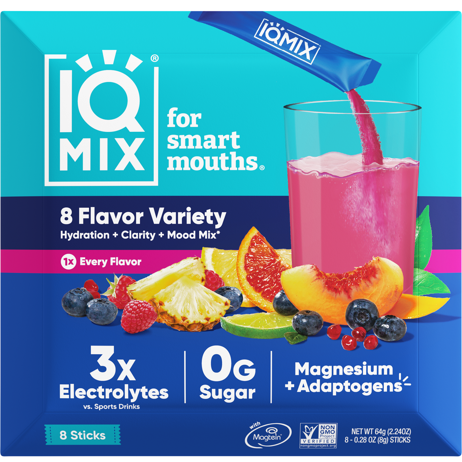 IQMIX 8 Flavor Variety sampler — electrolyte powder stick packs