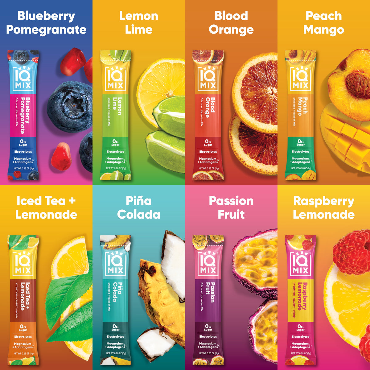 IQMIX 8 Flavor Variety — all eight flavors