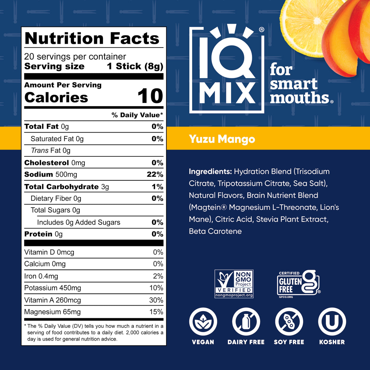 IQMIX Yuzu Mango 20 sticks — ingredients and benefits
