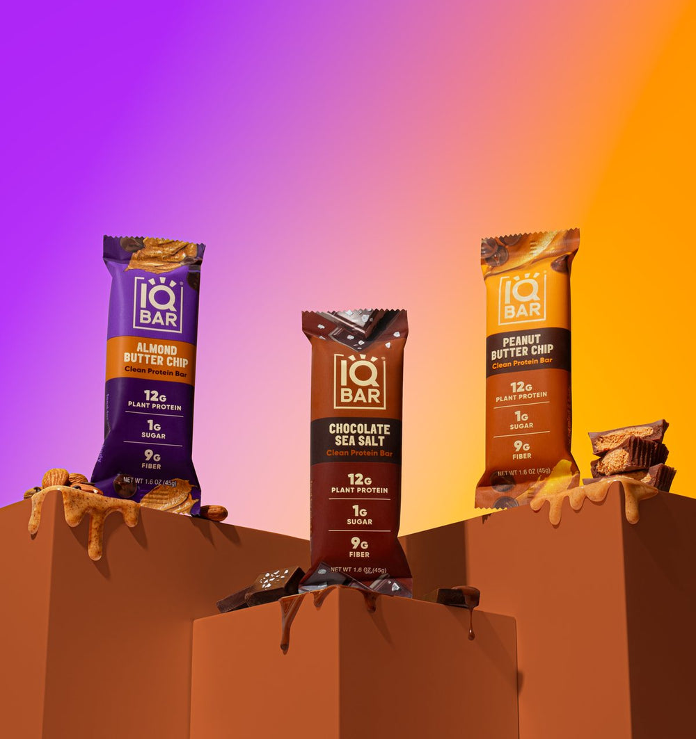 IQBAR Almond Butter Chip, Chocolate Sea Salt and Peanut Butter Chip bars